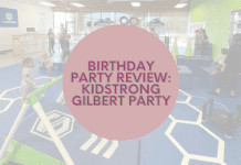 Kids birthday party at Kidstrong Gilbert